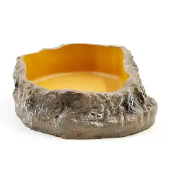 Поилка-кормушка для рептилий "Bowls" камень/оранжевая, 13.3х8.5х3см