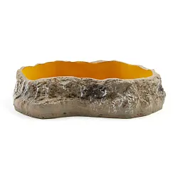 Поилка - кормушка для рептилий "Bowls" камень/светло-коричневая, 13.3х8.5х3см